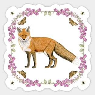 Fox & Foxgloves Sticker